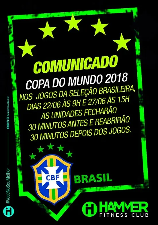 Copa: horários especiais de funcionamento durante os jogos do Brasil