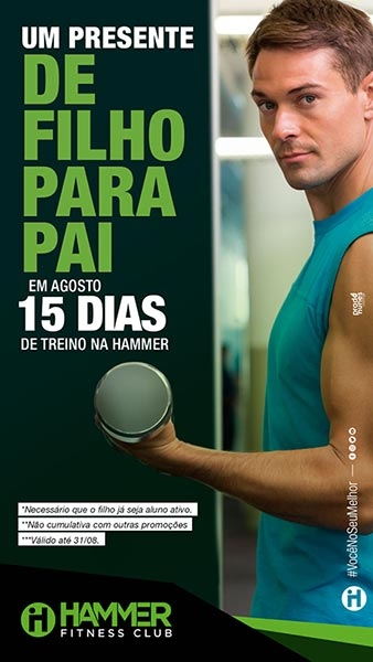 Na rede Hammer Fitness Club o Dia dos Pais segue até 31 de agosto